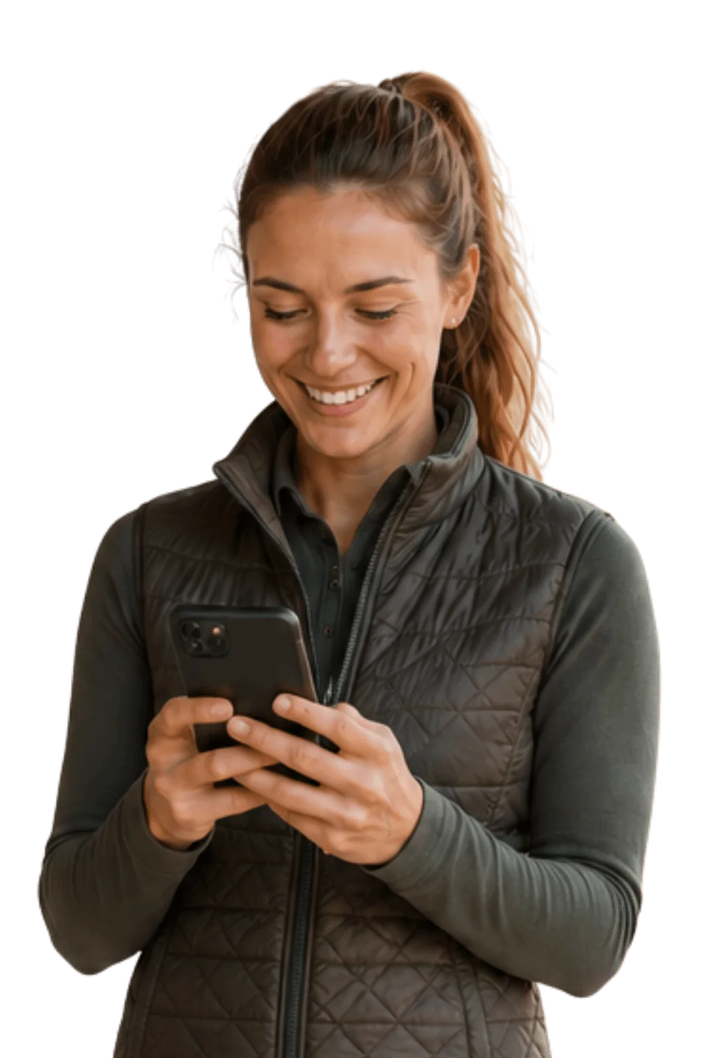 Pferdebesitzerin mit Smartphone